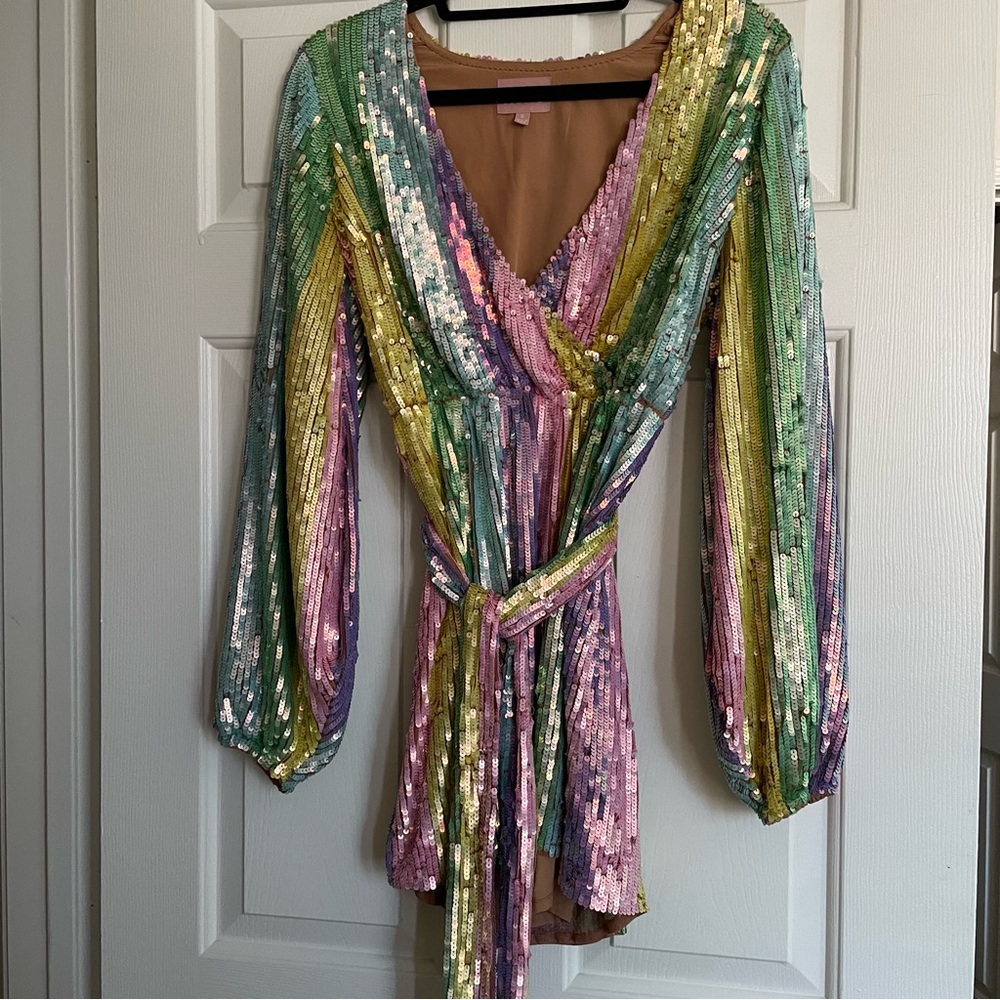 SOLD Show Me Your Mumu rainbow sequin dress 💖🌈✨